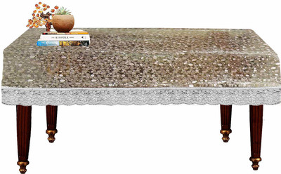 Dakshya Industries Printed 4 Seater Table Cover(3D Design with Silver Lace, PVC)