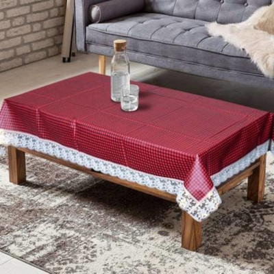 Dakshya Industries Checkered 4 Seater Table Cover(Maroon, PVC)