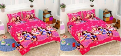 niharika trading 150 TC Polycotton Double Printed Flat Bedsheet(Pack of 2, Pink)