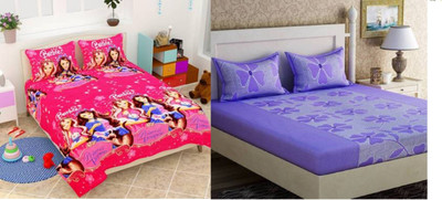 Inspiring Lifestyle 150 TC Polyester Double Printed Flat Bedsheet(Pack of 2, Multicolor)