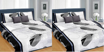 Inspiring Lifestyle 150 TC Polyester Double Printed Flat Bedsheet(Pack of 2, White)