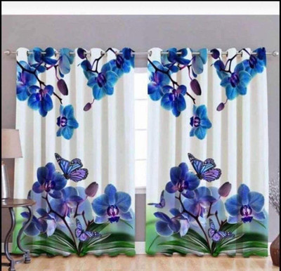 Rudra Hub 150 cm (5 ft) Polyester Semi Transparent Window Curtain (Pack Of 2)(Self Design, Multicolor)