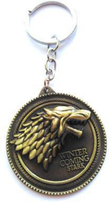 lullbee Game of Thrones Stark Head Wolf 3D Key chain Golden Key Chain