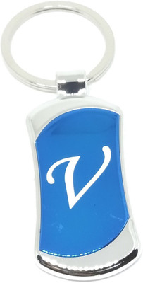 Arkanum ARK1201 Cute Fancy V Alphabet Name Metal Blue Keyring Key Chain