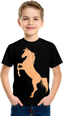 Luke and Lilly Boys Printed Cotton Blend Regular T Shirt(Black, Pack of 1)