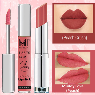 MI FASHION Made i35(Peach Liquid Matte Lipstick,Peach Crush Creamy Matte Lipstick, 3 ml)