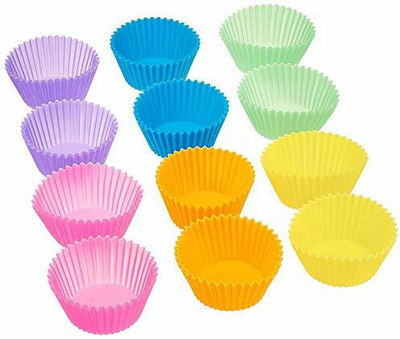 Dhwit Silicon Jelly/Cake and Silicone Cupcake/Muffin Mould 12(Pack of 12)