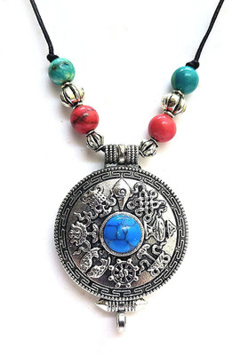 AIR9999 Tibtan buddhism Tashi Thagye eight Lucky Symbol Ashta Mangala Mandala Om Pendant Necklace Locket With Secret Compartment Metal Necklace
