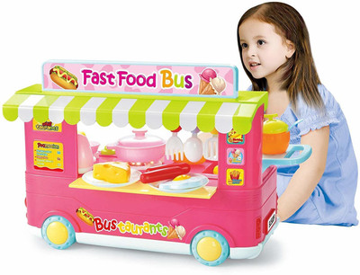 him tex Baby Toy Set Kitchen Playset Fast Food Bus | Baby Cookware Play