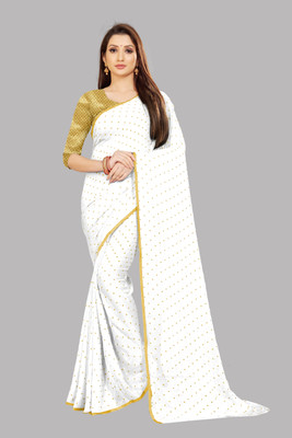 RHEY Printed Bollywood Chiffon Saree(White)