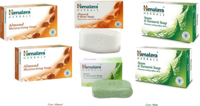 HIMALAYA Almond & Rose Soap, Neem & Turmeric Soap-75gx6 (Clean & Care Bath)(6 x 75 g)
