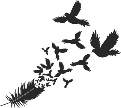 Delight Decor 56 cm Bird with Feather Self Adhesive Sticker(Pack of 1)