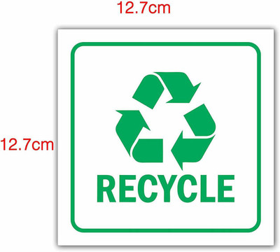 Signkart 25.4 cm Recycle Sign Sticker Office Use Dustbin Signage Business (5 X 8 inch) (Pack of 2) Double-sided Sticker(Pack of 2)