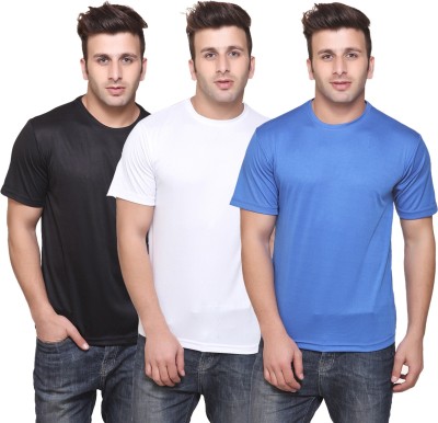 FUNKY GUYS Solid Men Round Neck Multicolor T-Shirt