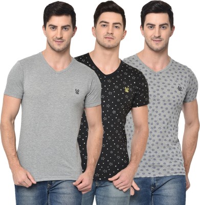 VIMAL JONNEY Solid Men V Neck Multicolor T-Shirt