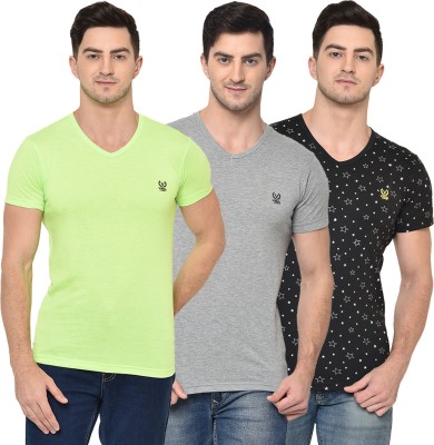 VIMAL JONNEY Solid Men V Neck Multicolor T-Shirt