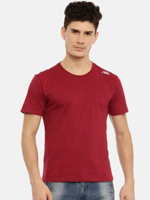 Lucky Roger Solid Men Round Neck Maroon T-Shirt