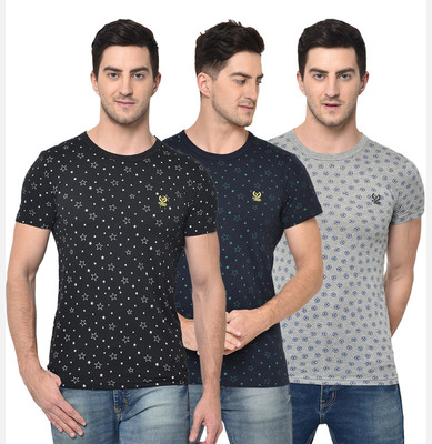 MACK JONNEY Printed Men Round Neck Multicolor T-Shirt