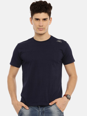 Lucky Roger Solid Men Round Neck Dark Blue T-Shirt