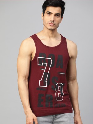 Roadster Printed Men Round Neck Maroon T-Shirt