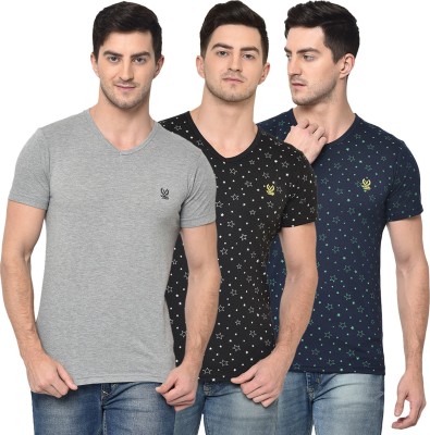 VIMAL JONNEY Solid Men V Neck Multicolor T-Shirt