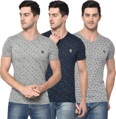 MACK JONNEY Printed Men V Neck Multicolor T-Shirt