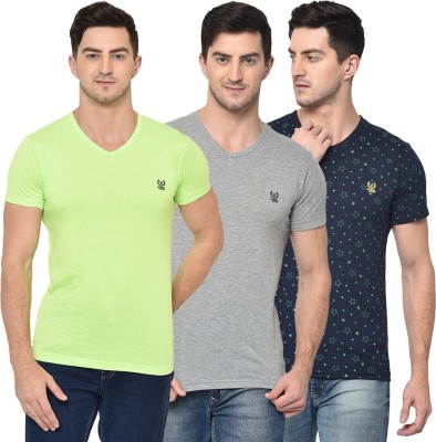 VIMAL JONNEY Solid Men V Neck Multicolor T-Shirt