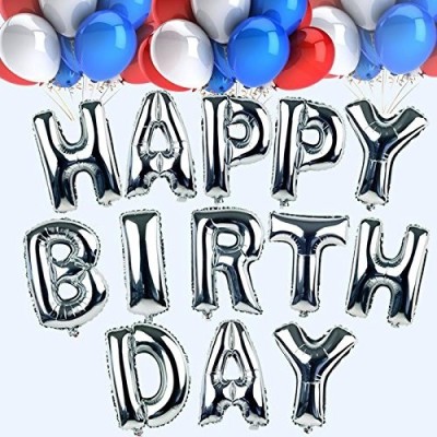 FANEX Solid HAPPY BIRTHDAY DECORATION LETTER FOIL Letter Balloon(Silver, Pack of 1)