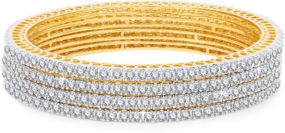 Divastri Copper Crystal Gold-plated Bangle Set(Pack of 4)