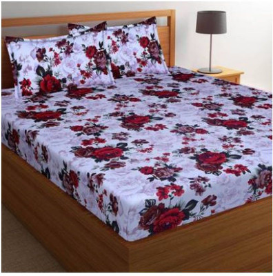 niharika trading 144 TC Polycotton Double 3D Printed Flat Bedsheet(Pack of 1, White)