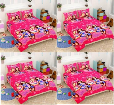 niharika trading 150 TC Polycotton Double Printed Flat Bedsheet(Pack of 4, Pink)
