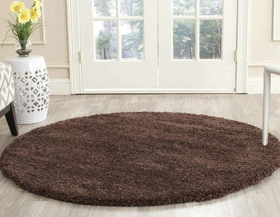 MY HOME Brown Polyester Area Rug(2 ft,  X 2 ft, Circle)