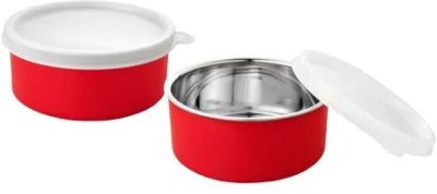WORLD OF KITCHENCRAFT Steel Utility Container  - 450 ml(Pack of 2, White, Red)