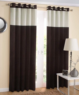 HOMECRUST 215 cm (7 ft) Polyester Room Darkening Door Curtain (Pack Of 2)(Solid, Brown)