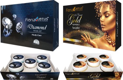 Fiona Lotus Diamond + Gold Facial Kit, Professional Beauty Lotus Facial Kit For All Type Skin Solution 2 x 250 Gm(500 g)