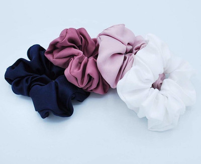 PANKSHRI ENTERPRISE Silk Hair Scrunchies Hair Ties (Multicolour) Pack of 4 Rubber Band(Multicolor)