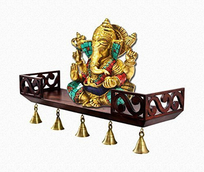 THE PINEWOOD ENTERPRISES MDF Painted Finish Wall Mounted Temple Shelf MDF (Medium Density Fiber), Wooden Wall Shelf(Number of Shelves - 1, Brown)