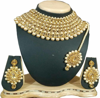 STYLISH DUDE Mother of Pearl, Alloy Gold-plated Gold, White Jewellery Set(Pack of 1)