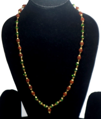anagha Hand Knotted Rudrakshya-Crystal mala with golden color cap Wood Chain