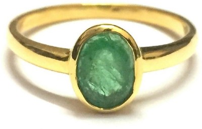 Jaipur Gemstone Emerald Ring Natural Stone Stone Panna Certified Astrological Stone Emerald Gold Plated Ring