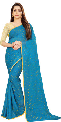 RHEY Printed Bollywood Chiffon Saree(Light Blue)
