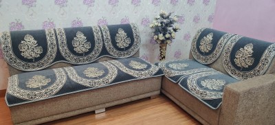 MHF Velvet, Chenille Floral Sofa Cover(As shown in picture Pack of 6)