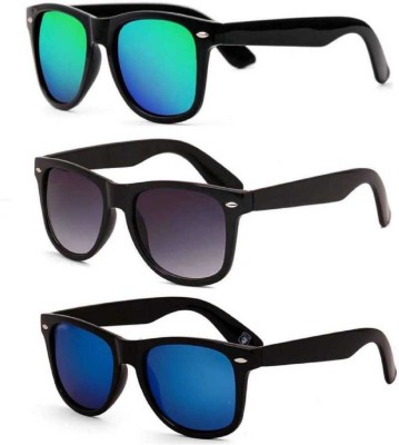 kingsunglasses Wayfarer Sunglasses(For Men & Women, Black, Blue, Green)