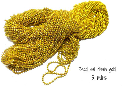 TAAJ Ball Chain for Jewelry Making/Decorating & Craft Work. Golden - Pack of 5 mtrs !!
