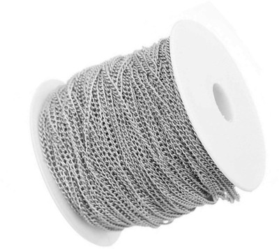 TAAJ Jewellery Making Metal Link Extender Chain for Craft and DIY Making Purpose Silver Color (10 Meter, 1MM)