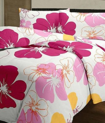 SECREATIONS Floral Double Dohar for  AC Room(Poly Cotton, Pink, White)