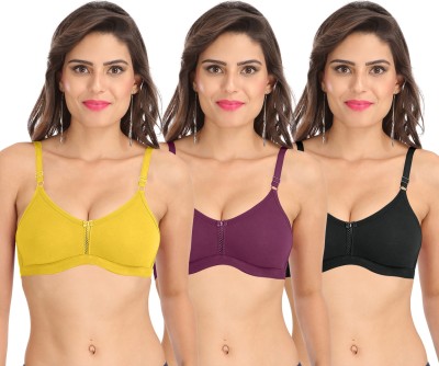 SONA Women T-Shirt Non Padded Bra(Purple, Black, Yellow)