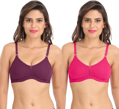 SONA Women T-Shirt Non Padded Bra(Purple, Pink)