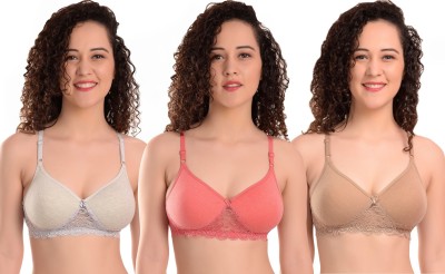 MIESTILO Seamless Molded Women Bralette Lightly Padded Bra(Grey, Beige, Pink)