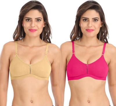 SONA M1020 Women T-Shirt Non Padded Bra(Pink, Beige)